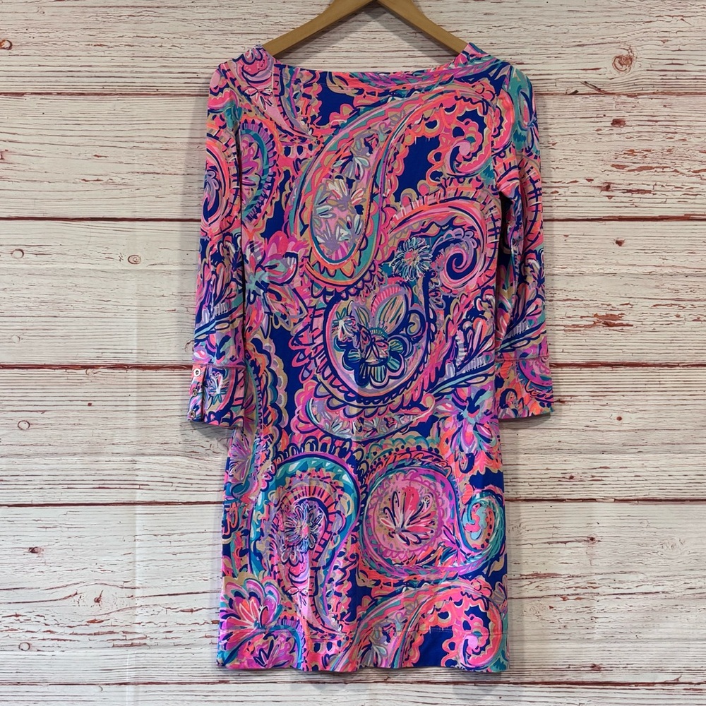 Lilly Pulitzer UPF 50+ Sophie Dress in Blue Currant Drop Me A Lime Sz XS - Picture 11 of 14